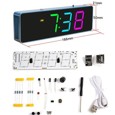 Color RGB Clock DIY Kit LED Alarm Clock Mini Decorative Electronic Digital Alarm Display Temperature Date Week Snooze