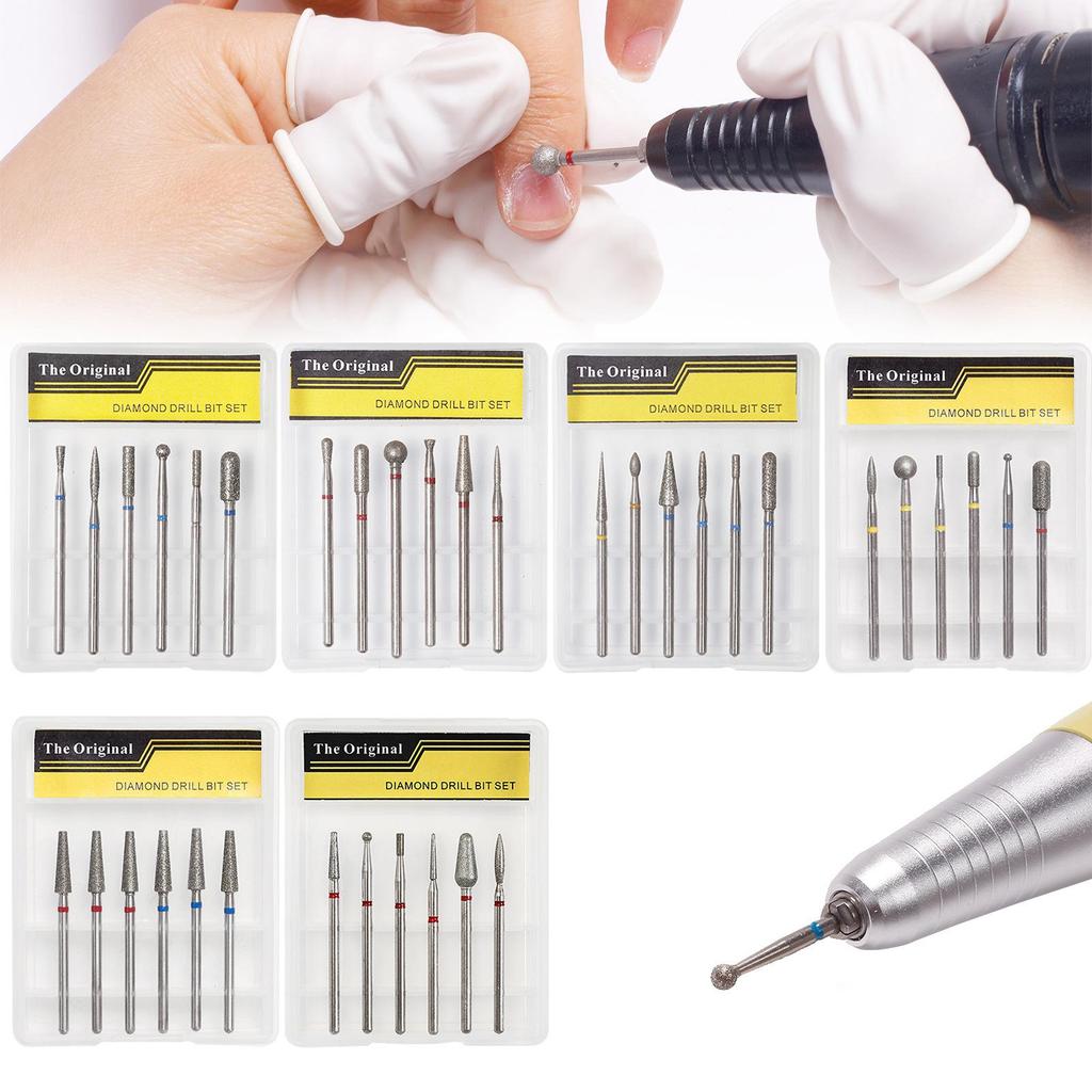 High-Quality Cuticle Remover: 6-Piece Russian Style Manicure Diamond Grinding Head Set