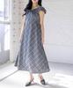 Long Dress for Checkered Short Slimming with Waist Checkered Frill Dress [Clear] Women, Frilled, Pattern, Sleeves, Flared, Effect, Figure-Flattering,