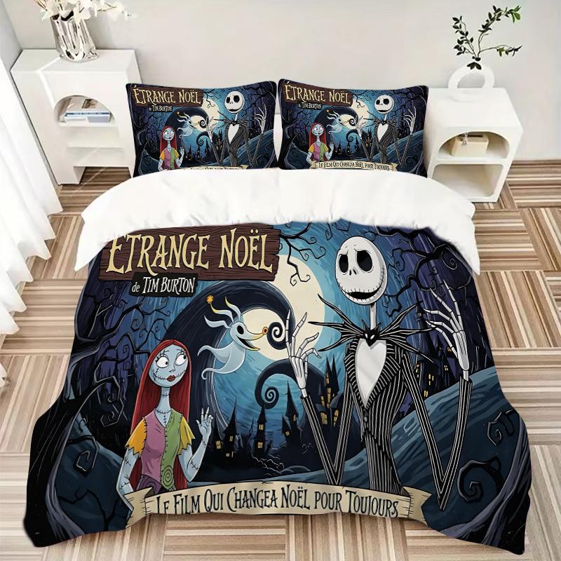 Tim Burton Gothic Christmas Printed 3pcs Bedding Set Soft Microfiber 1 Duvet Cover And 2 Pillowcases Home Bedroom Decor Xmas Gift Q1797