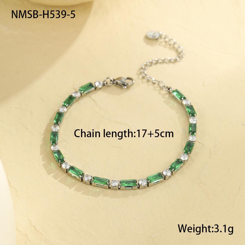 GEMCHIC Women's Stainless Steel Colorful Zircon Bracelet Fashion Luxury Versatile Jewelry for Everyday