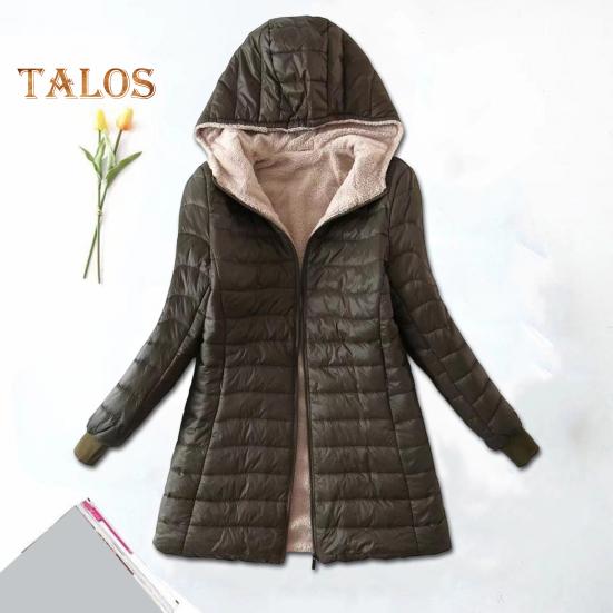 Dámské Zimní kabát S kapucí Silný plyš vycpaný Slim Fit větruodolný na zip Dlouhé rukávy Elastická manžeta Venkovní bunda Denní nošení Tepelné oblečení