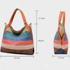 Canvas Shoulder Bag Ladies Handbag Contrast Color Bag Striped Fashion Retro Large-capacity One-shoulder Messenger Bag