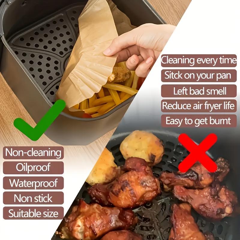 50Pcs Air Fryer Disposable Paper Non-Stick Airfryer Baking Papers Square/Round Air-Fryer Paper Liners Paper Kitchen Accessories