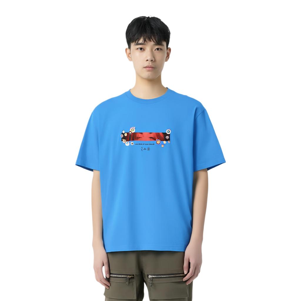 UNIQLO Murakami Takashi Collaboration Graphic Short Sleeve T-Shirt Unisex Tops Sky-Blue 427389-63