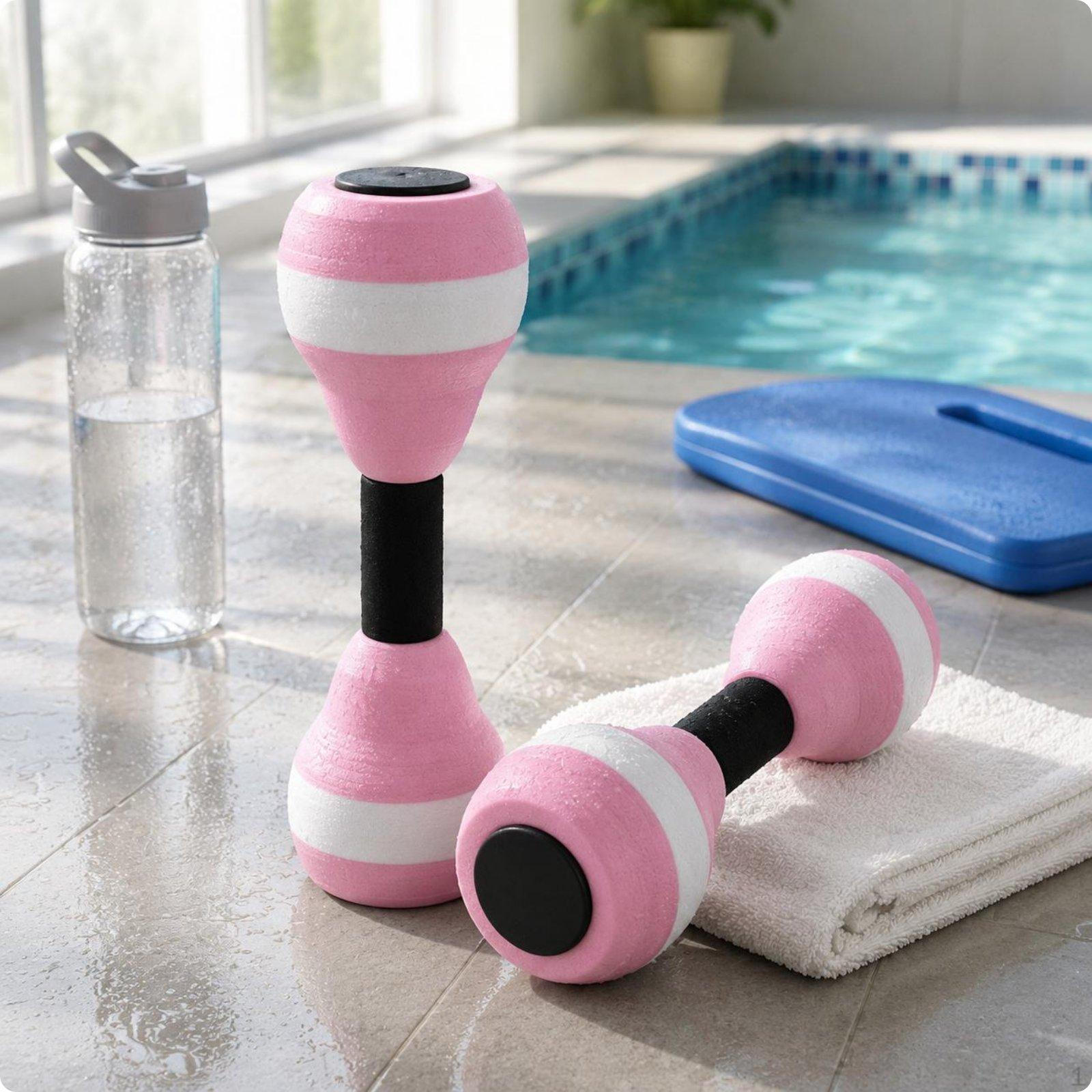EVA Water Dumbbell Adjustable Aquatic Portable Dumbbells for Women, Kids, Home Gym Pink