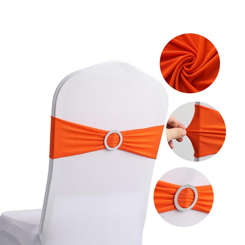 LMETJMA 10 Pcs Spandex Chair Sashes Premium Stretch Bows With Buckle Slider Universal Elastic Bands for Wedding Party Banquet
