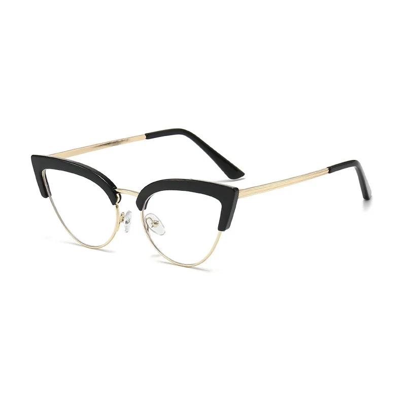 Retro Cat Eye Presbyopia Glasses Fashion Metal Half Frame Anti-blue Light HD Reading Glasses Women's Eyepieces Men's Goggles