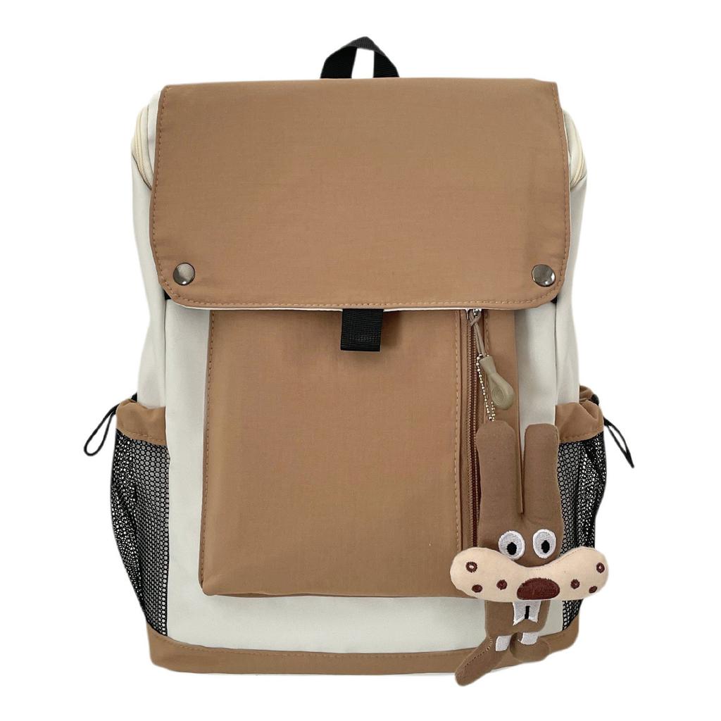 Schoolbag Wholesale Casual Backpack College Student Simple Contrast Color School Bag Large Capacity Travel Bag Versatile Commuter Backpack Female