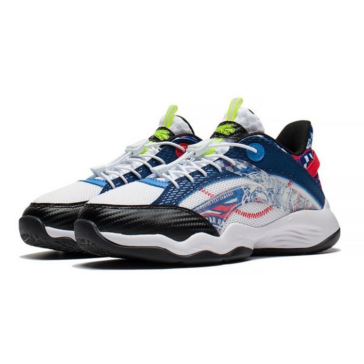 LiNing Low Top Basketball Shoes Kids sneaker White Blue YKBS052-1