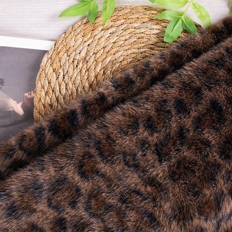 50x160cm Leopard Print Plush Synthetic Fur Fabric Performance Costume Faux Fur Clothing Carpet DIY Home Fabric