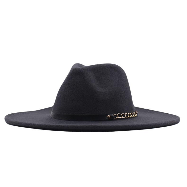 Autumn and winter top hat British classic jazz hat woolen hat big brim cm flat edge top hat