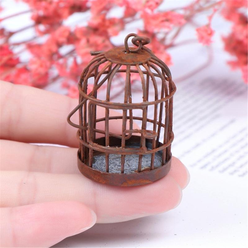 Realistic Bird Cage Miniatures Educational Toy Lovely Birdcage Miniatures Cute Birdcage Room Office Cab Decors