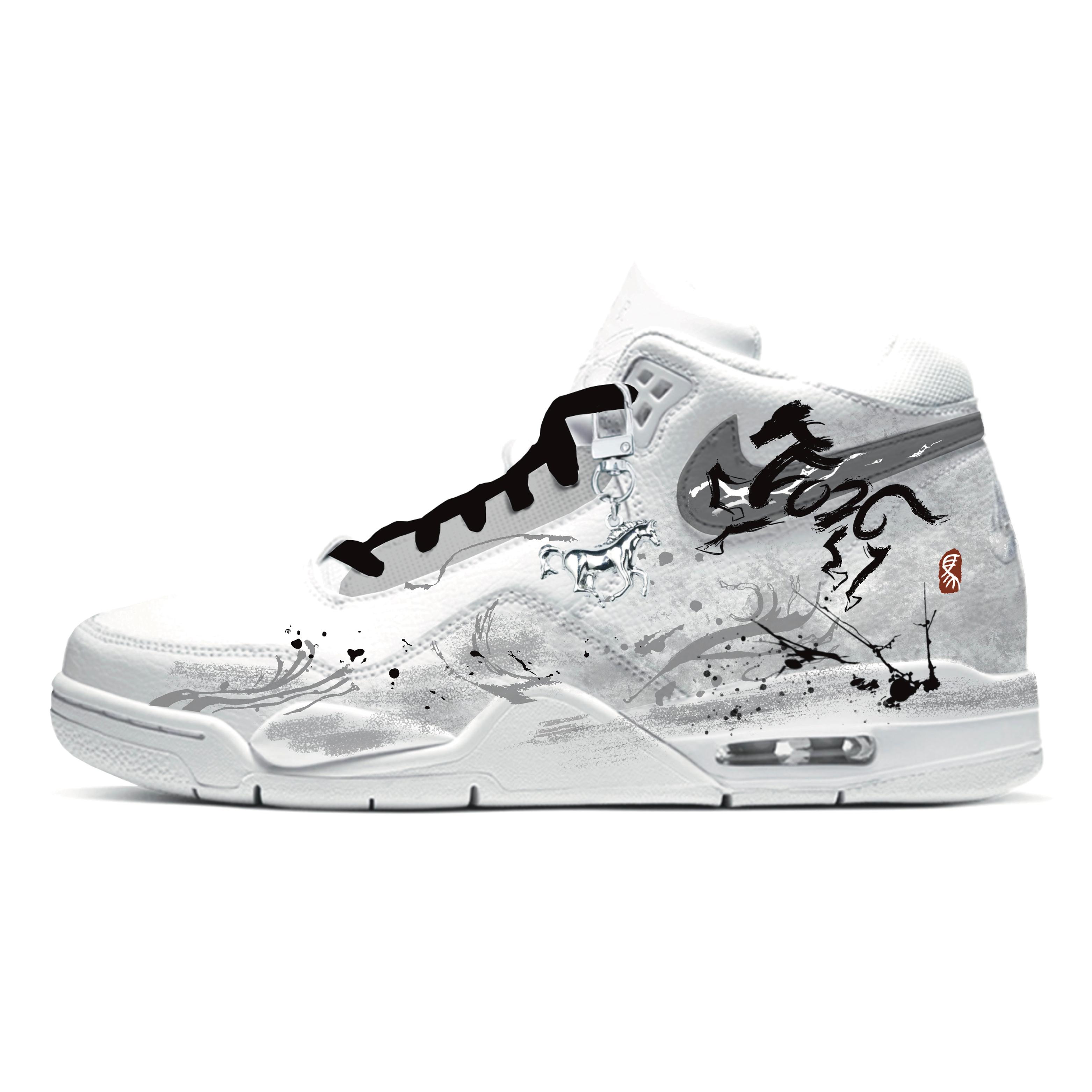 

Nike Flight Legacy Silver Horse Hoof Quick Abrasion Resistant Mid top Vintage Basketball Shoes Men s Black White Gray BQ4212-101(Team1744-) 41