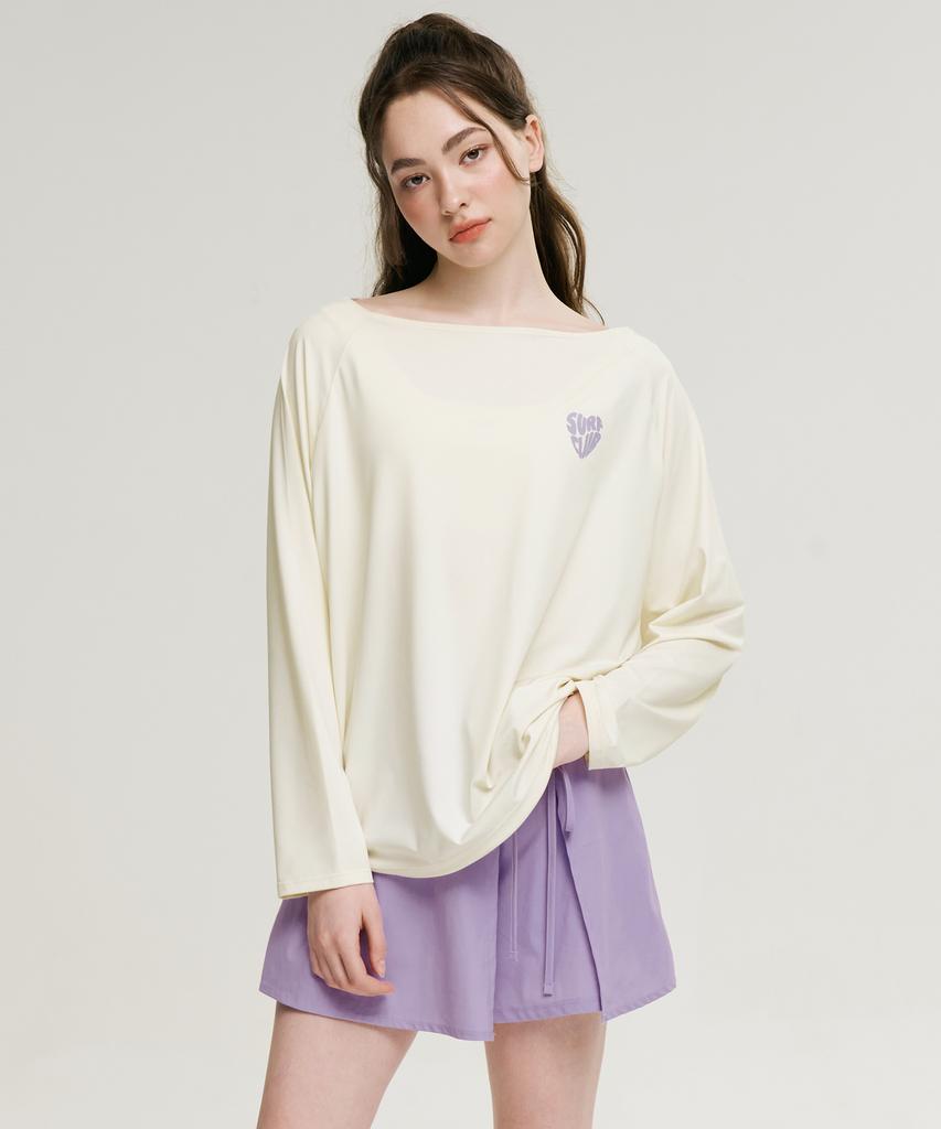 Leijibi [Set] Cotton Candy String Women'S Rash Guard + Wrap Skirt Culottes Coconut