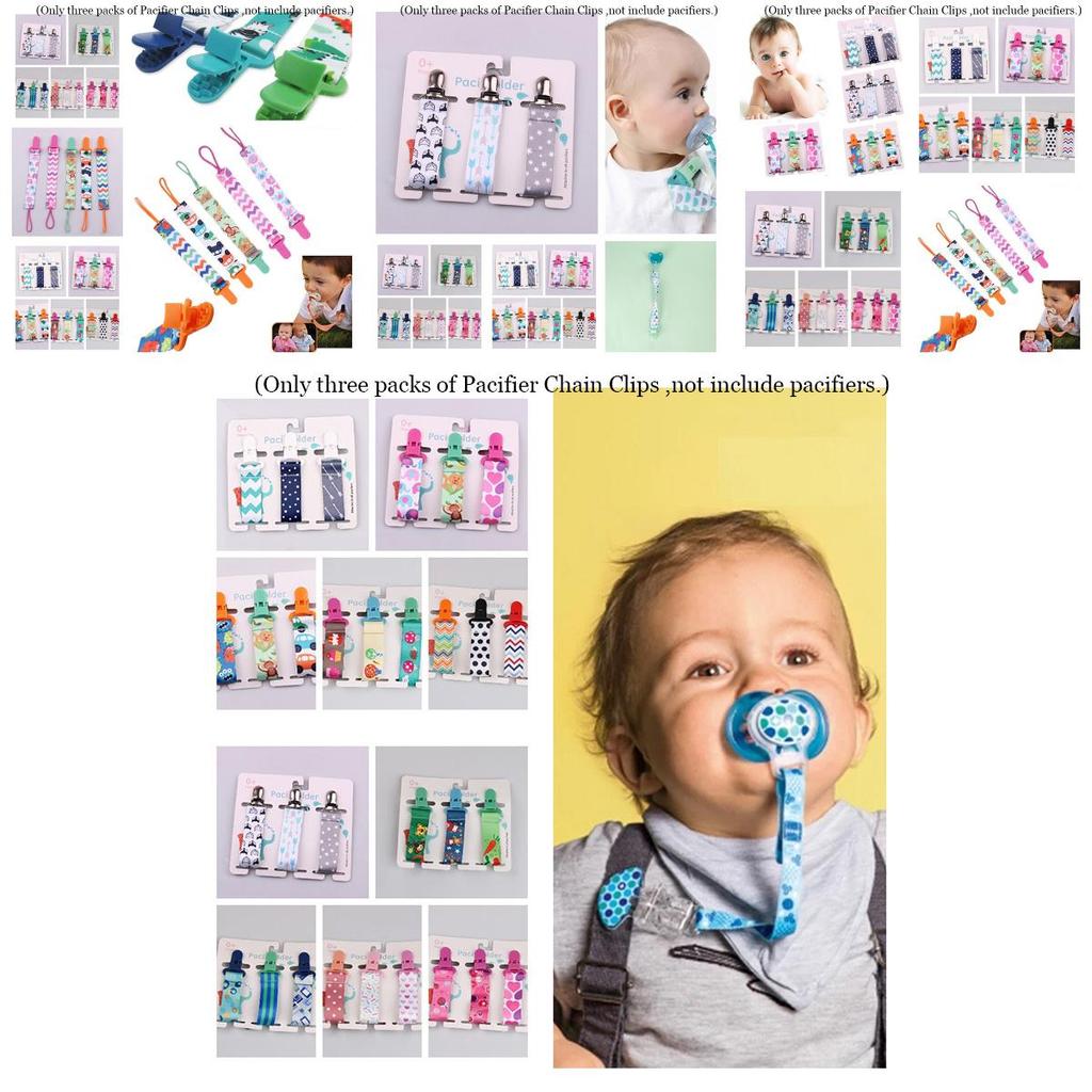 Ins Style Thickened Baby Pacifier Chain Set, 3-pack With Teething Toys