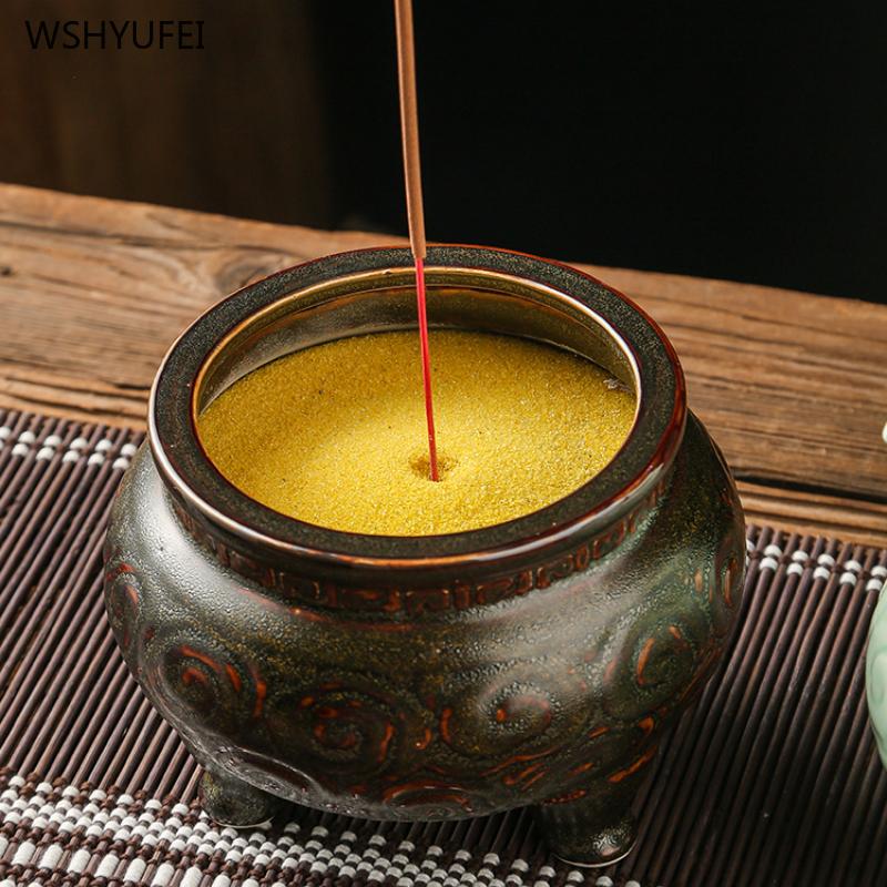 1pc Ceramic Incense Burner Decorations Buddhist Hall Utensils Temple Sacrifice Home Decor Pray for Auspiciousness Feng Shui