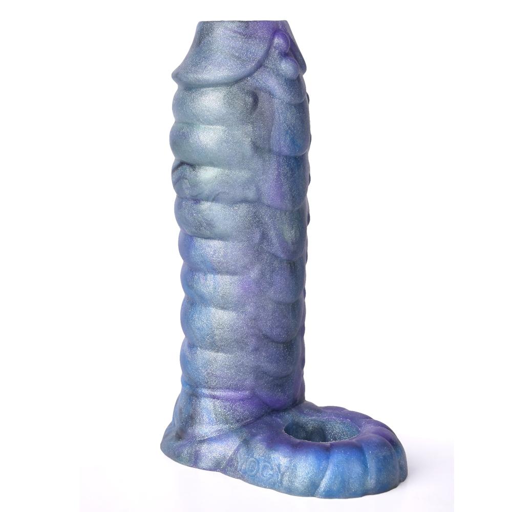 FAAK Fantasy Ribbed Dragon Penis Sleeve Soft Silicone Sex Toys Sheath Stretchable Cock Enlargement Hollow Dildo Male Masturbator