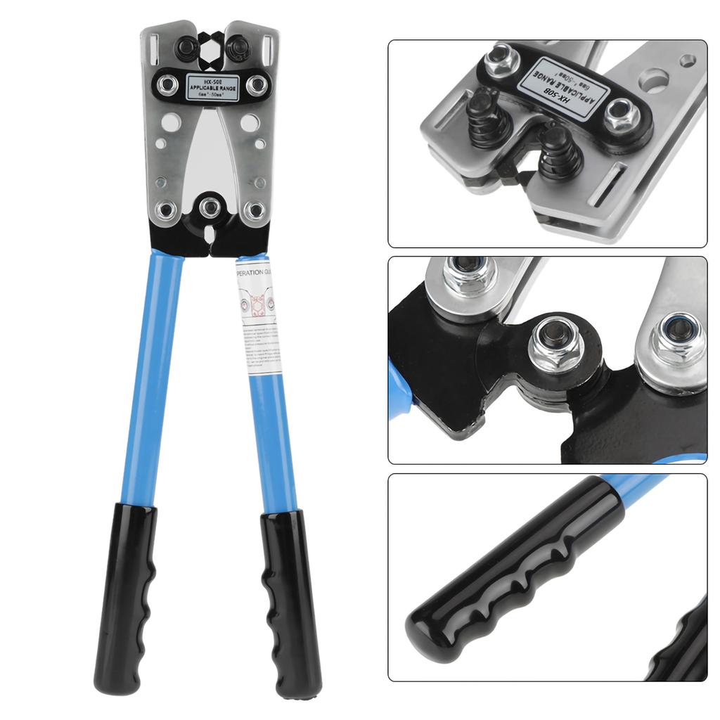 6   50 mm HX 50B Plug Terminal Crimping Tool Cable Wire Lug Hex Terminal Crimper(Blue)