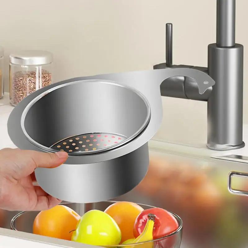 Stainless Steel Swan-Shaped Sink Strainer Basket Hanging Kitchen Drain Rack & Garbage Filter Swan Rust-Resistant Metal Strainer