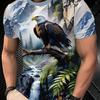 Men'S 3D Print Eagle Element Casual Athletic Top, Fabric, Regular Fit, Suitable for Outdoor Activities And Daily Comfort, Fashio