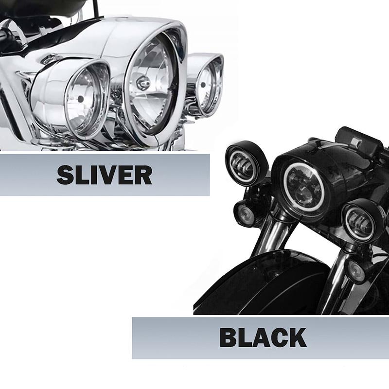 7 Inch Headlight Headlamp Trim Ring 4.5 Inch Fog Light Trim Ring for Harley Dyna Switchback FLD Street Glide Black/Chrome