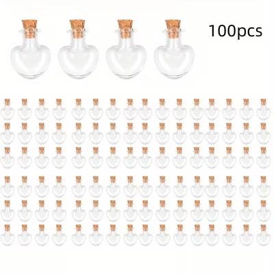 50/100 szt. Mini szklane buteleczki w kształcie serca z korkami 2 ml Owalne przezroczyste pojemniki do przechowywania próbek w kształcie serca Dekoracja domu