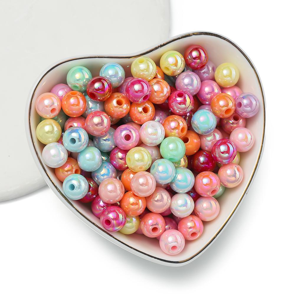 50/100pcs 6/8/10mm AB Color Acrylic Beads Round Loose Spacer Beads for Jewelry Making DIY Handmade Necklace Bracelet Accessories