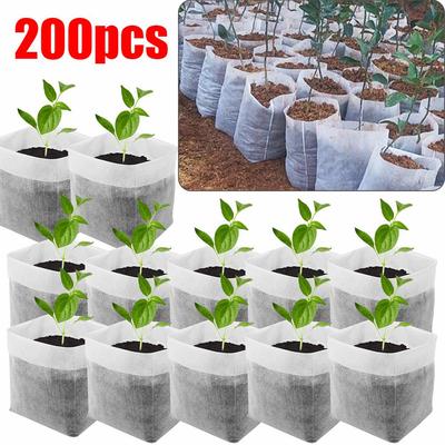 200Pcs Biodegradable Nursery Bag Plant Grow Bags Non-Woven Fabric Seeds To Sow Flower Pots For Home Garden Accessories Tools