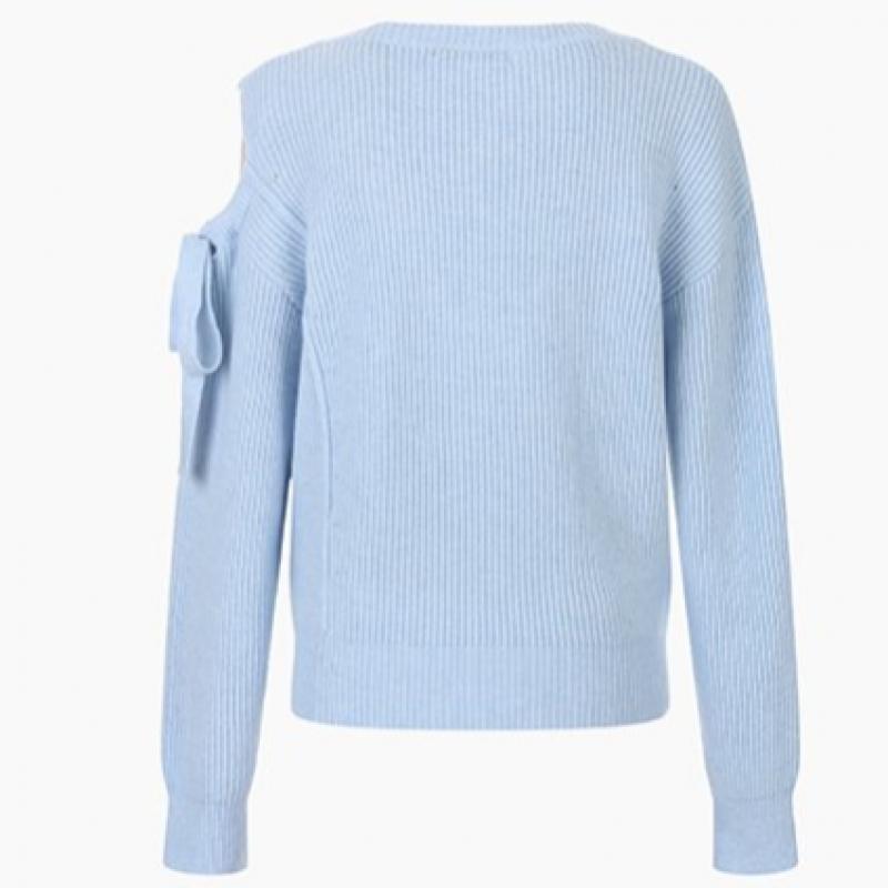 Egoist Shoulder Slit Ribbon Detail Knit Pullover  Es1kl163 