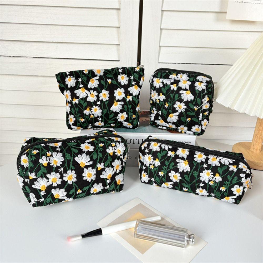 Dustproof Embroidered Cosmetic Bag Large Capacity Pencil Case Simple Cosmetic Storage Bag Travel