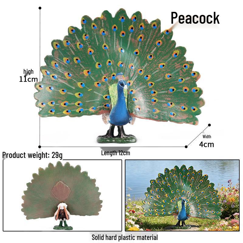 Realistic Bird Figurines Set: Eagle, Parrot, Peacock, Flamingo, and Owl