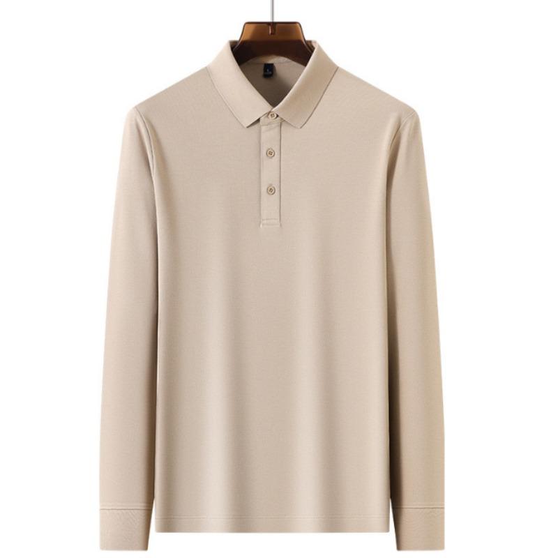 

Повседневная однотонная рубашка для мужчин на осень и зиму с длинными рукавами и воротником-поло в деловом стиле 3XL бежевый
