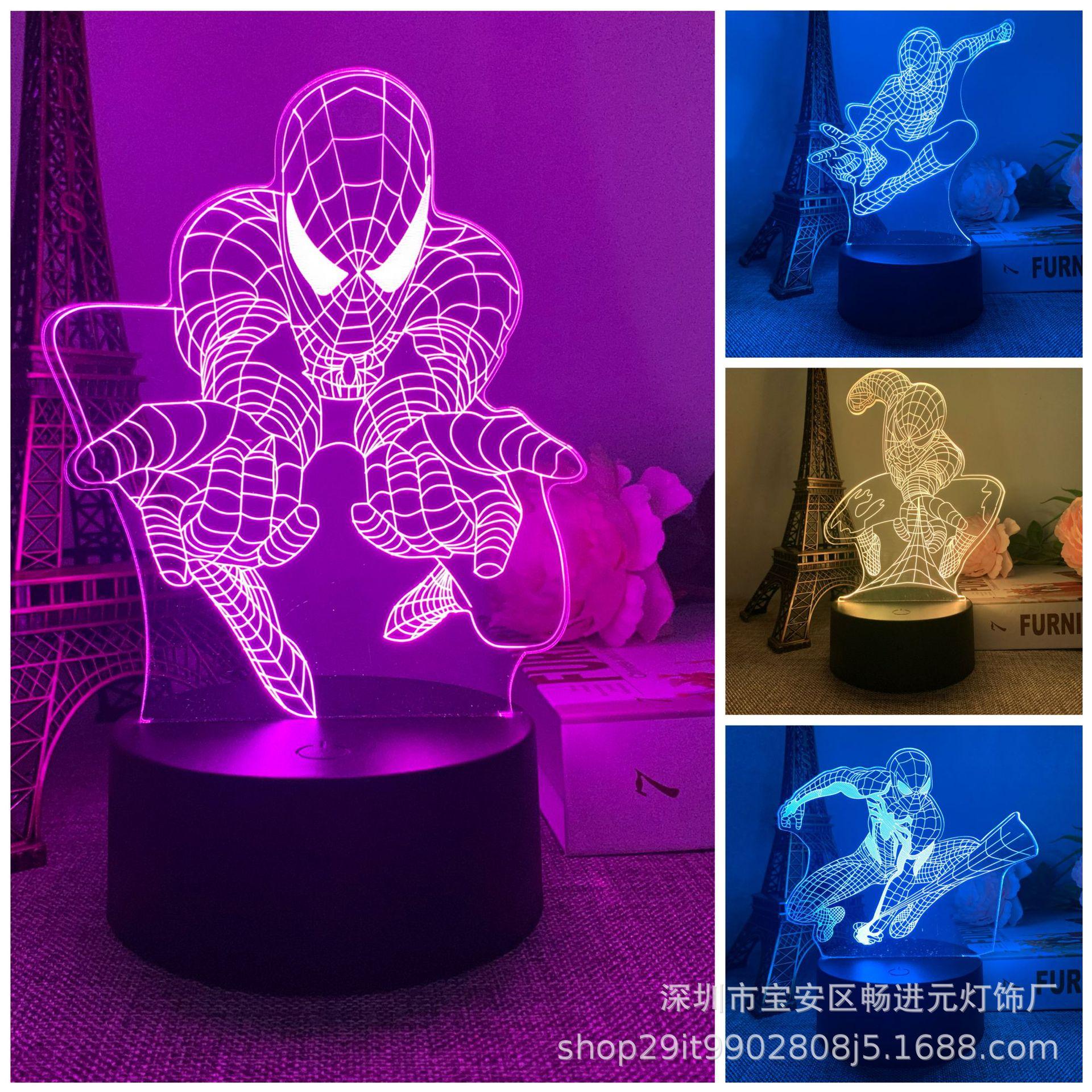 3D Светодиодный ночник Человек-паук: Мультяшный креативный подарок для прикроватной тумбочки или стола Standalone