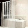 Halbtransparenter Badezimmervorhang Wasserkubus-Muster Wasserdichte Duschvorhang Toilette