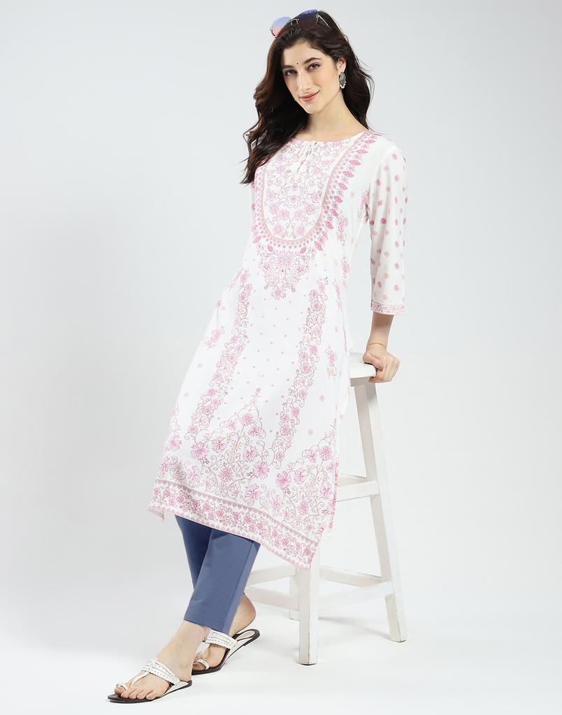 Monte Carlo Women's Regular Fit 3/4 Sleeve Printed Kurti