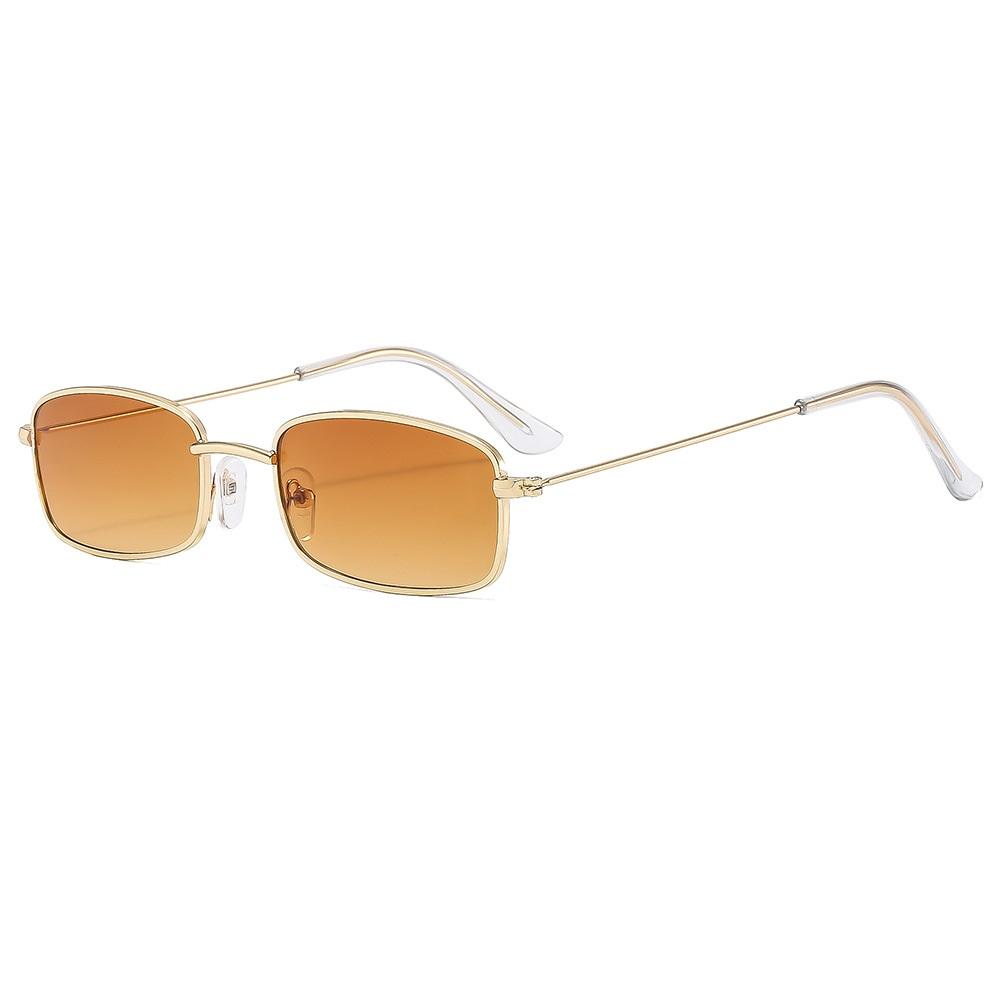 

Retro Small Square Sunglasses Women Men Metal Shades Fashion Eyewear Luxury Sun Glasses UV400 Brand Oculus Female Gafas as picture