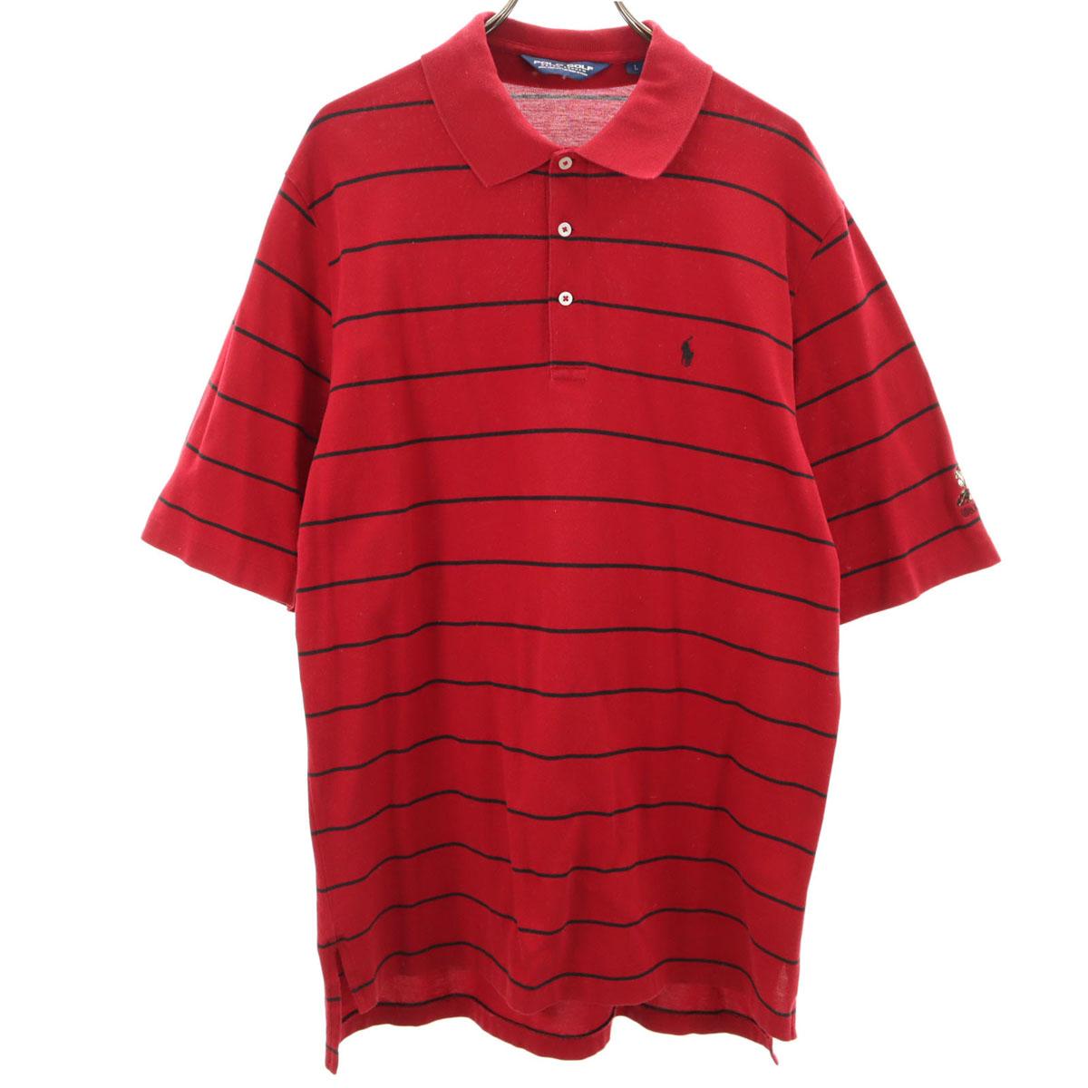 

POLO GOLF RALPH LAUREN border Short sleeve Polo shirt L Red series Men s Used