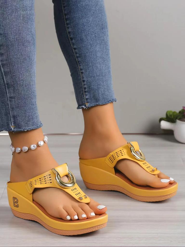 Summer Slippers Women 2025 Big Size Platform Wedges Sandals Slippers Non-Slip Open Toe Flip Flops Ladies Comfortable Beach Shoes