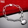 925 Sterling Silver Simple Romantic Heart Bracelet Exquisite Gift Jewelry
