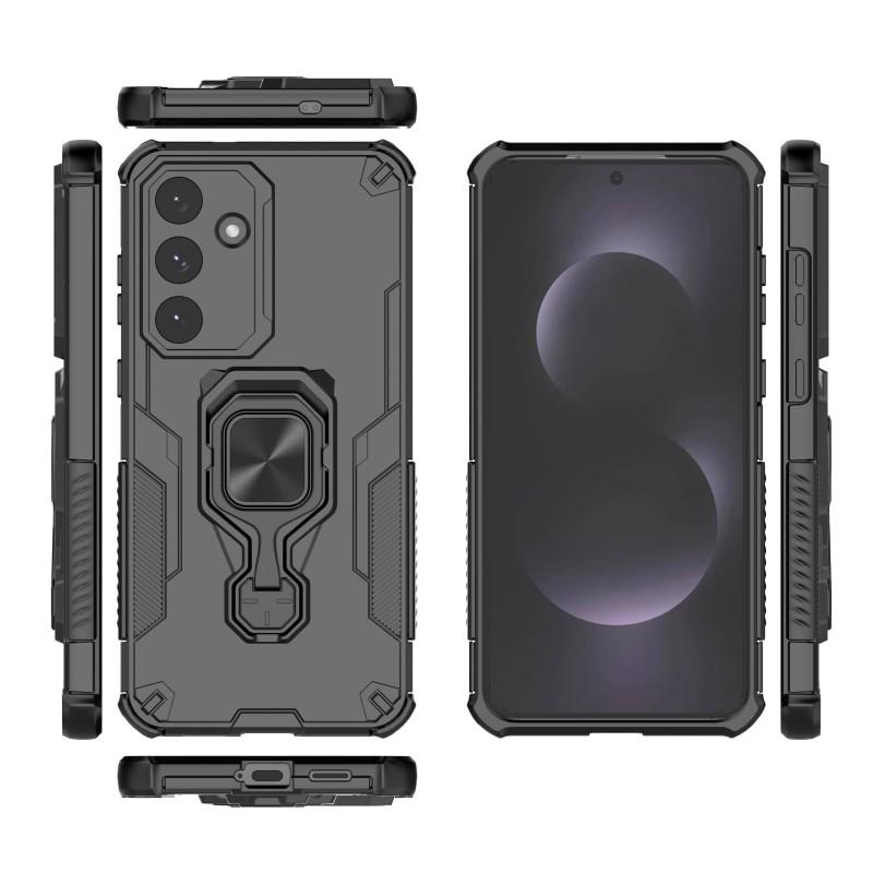 For Samsung Galaxy S25 FE Phone Case WANLONFENG PC TPU Back Cover Kickstand with Tempered Glass