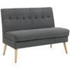 2-Seater Sofa, Tufted Backrest, Wooden Legs, Thick Padding, Linen Look, for Small Spaces, Grey