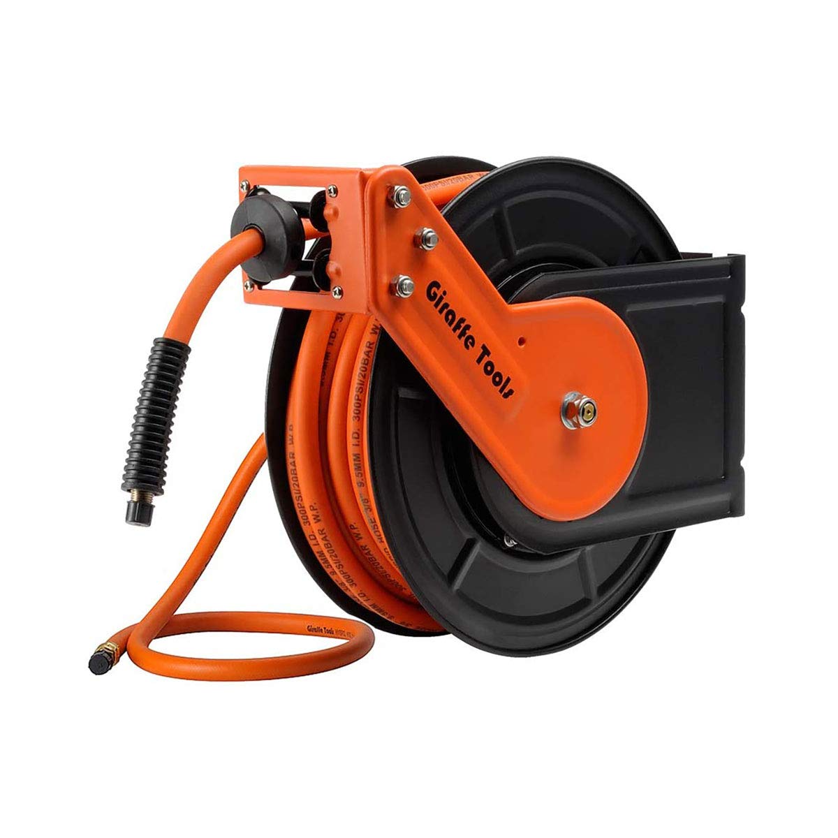 

Giraffe Tools TA15B Retractable Air Hose Reel Wall Mount 3/8 x 50 ft Hybrid Hose, Air Compressor Heavy Duty Steel Reel