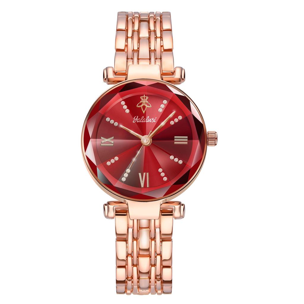 Yalalusi Roségold Damen Wasserdichte Quarz Uhr mit Rubin Akzent - Modisch und Elegant