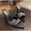 Fashion 2025 Summer Transparent High Heels Sandals Women High Quality Luxury Rhinstones Peep Toe Sexy Prom Party Ladies Slippers