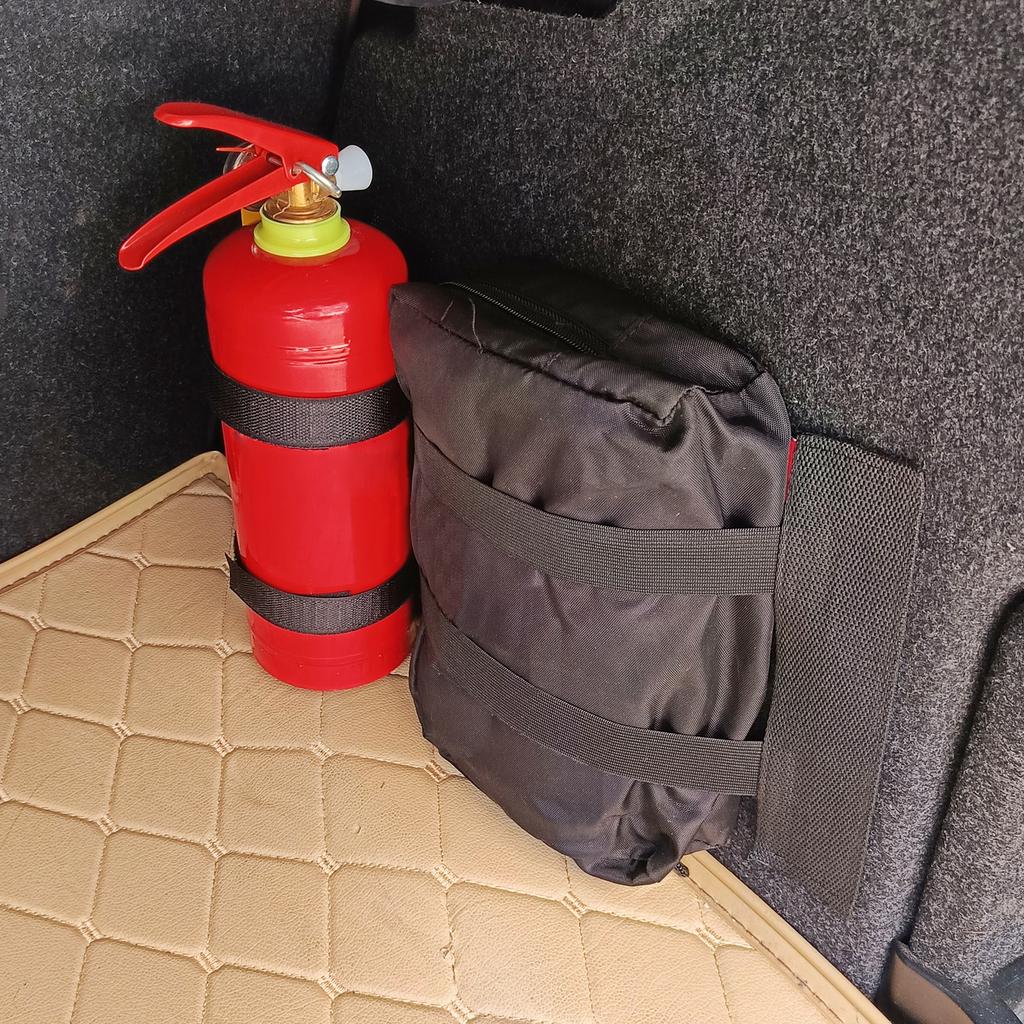 Car Trunk Extinguisher Elastic Storage Bag Fixed Strap Tapes Organizer Adjustable for Auto Interior Back Fixing Bag