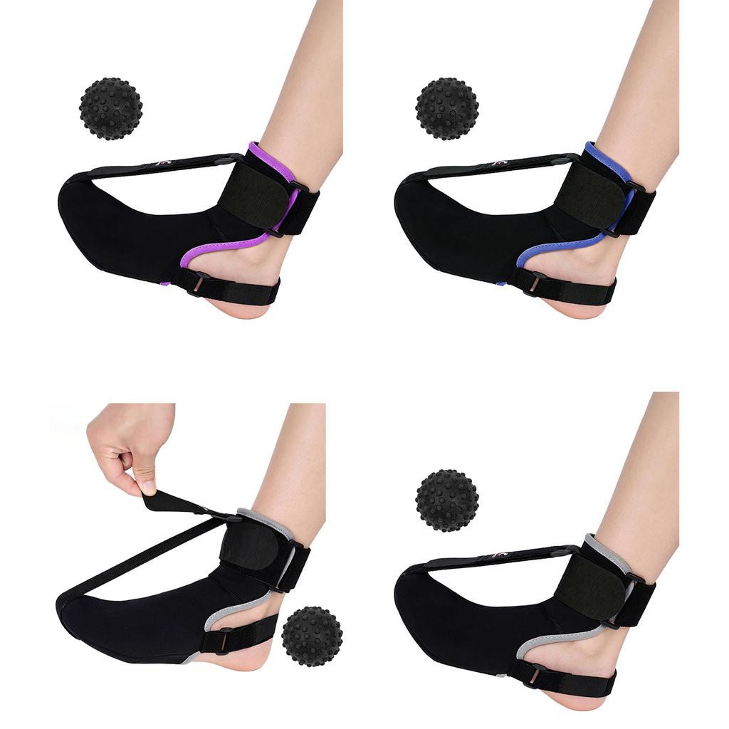 Unisex Foot Pain Relief Night Splint Sock with Massage Ball Adjustable Hook-and-loop Fastener for Plantar Fasciitis Tension Alleviation