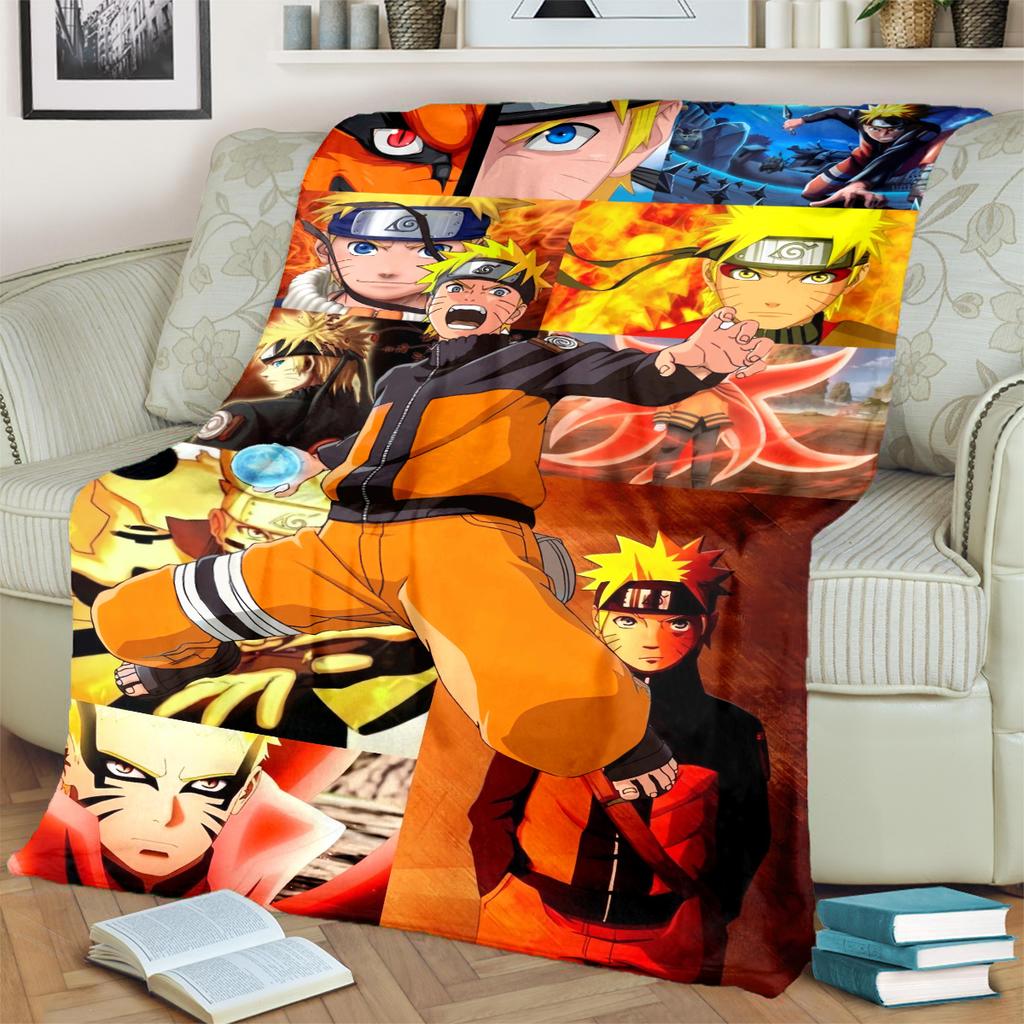 Anime-Naruto Print Blanket Warm Comfortable Flannel Blanket for Bedrooms, Sofas, Beds, Chairs, Picnics, Travel -LXR49