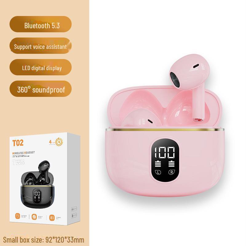 

T02 Macaron True Wireless Binaural Stereo Bluetooth Headset with Charging Case T02 TWS Bluetooth headset рожевий