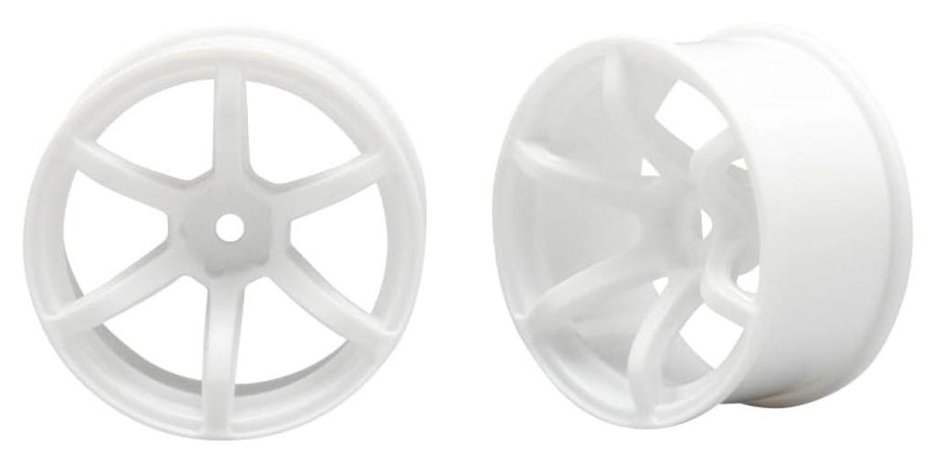 Yokomo 6-Speichen Räder (Weiß) für Drift, 8 mm Einpresstiefe, Satz mit 2 Stück, RP-6213W8A